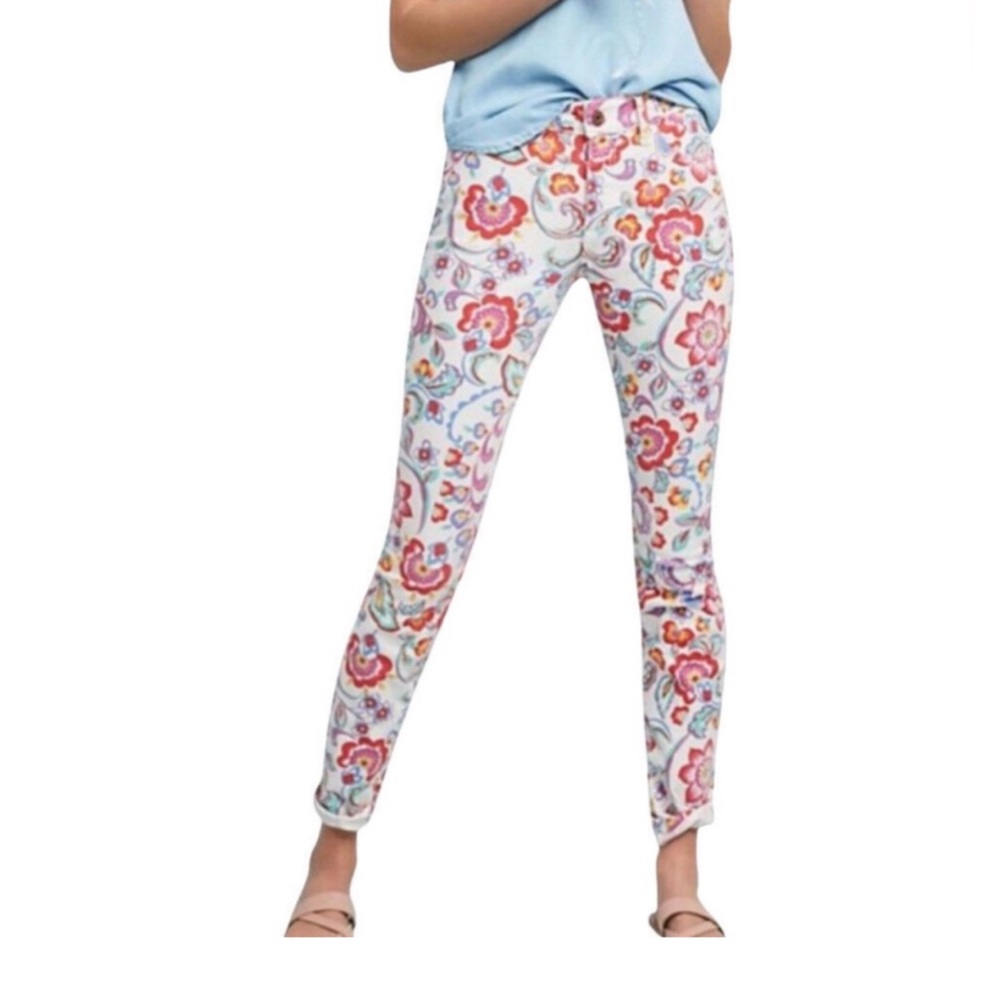 Anthropologie Pilcro & The Letterpress Floral Mid Rise Skinny Jeans‎ 26